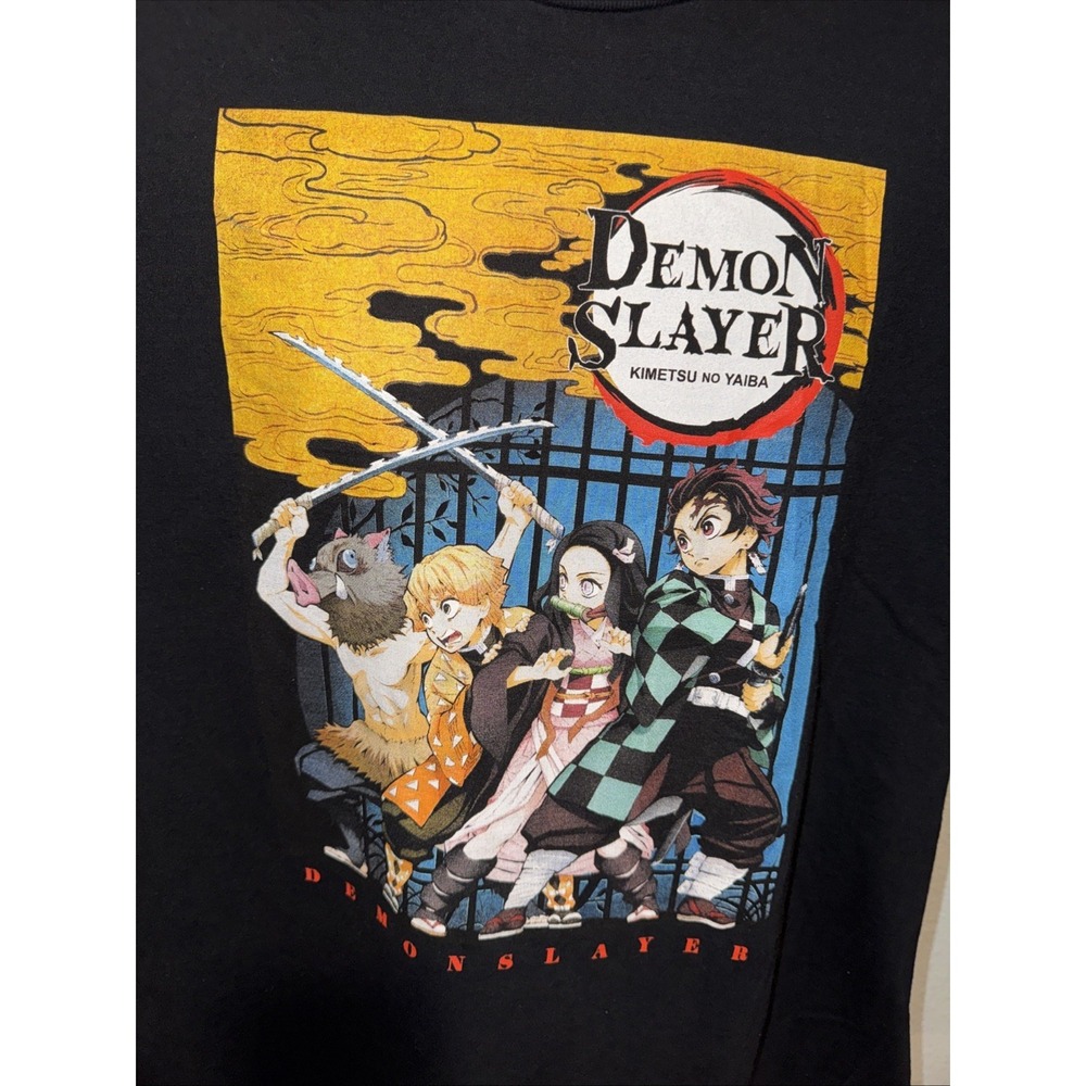 Demon Slayer T-Shirt 2XL Black Anime Kimetsu No Yaiba Graphic Tee Aniplex Men's - Picture 2 of 14